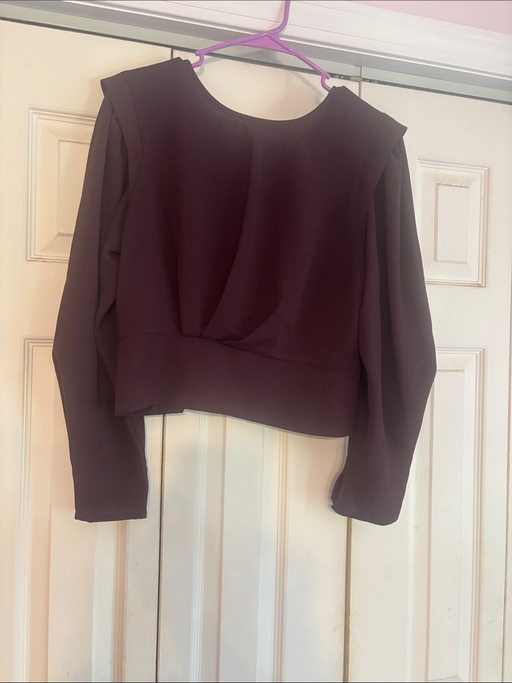 Express Women's Long Sleeve Peplum Top in Plum